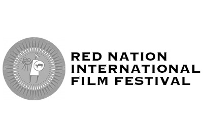 red nation international film festival logo black and white